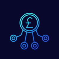 diversification, diversified investments line vector icon with pound