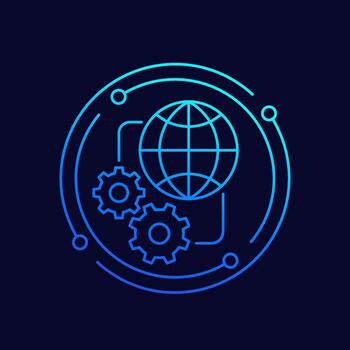 icono de línea de configuración de red para web vector