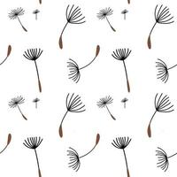 Seamless pattern of dandelions on white background vector