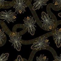 Seamless pattern with golden beetles and chains. vector