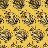 beetles seamless pattern. Bohemian pattern with bugs vector