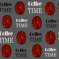 Coffee time seamless pattern vith raw coffee bean, vector background illustration, flat cartoon wallpaper, simple fabric print template. Chalkboard drawing.