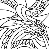 Doodle line art black contour drawing, colouring page book, abstract art therapy template, isolated on white vector floral illustration.