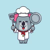 lindo personaje de dibujos animados de la mascota del chef koala vector