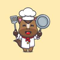 cute horse chef mascot cartoon character vector