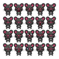 Set collection of cute mouse mascot design character. Isolated on a white background. Cute character mascot logo idea bundle concept vector