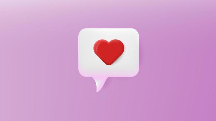 red love speech bubble message 3d style