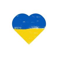 Heart support ukraine with brush style and war in ukraine concept vector