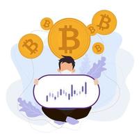 Bitcoins currency and trading chart, abstract crypto on white background, digital payments Vector, illustration vector