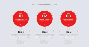 Three circle Options of infographic in red colors templates design vector