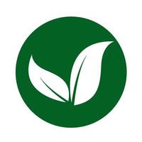 logotipo de círculo de hoja verde, objeto, icom, comentario, diseño de árbol de crecimiento de primavera fresca para logotipos con plantilla y estilo de semilla verde vectorial aislado. vector