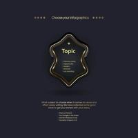 A modern banner steps, Luxury dark buttons with golden stoke and black background, a premium shapes vector elements chart, vector and illustration