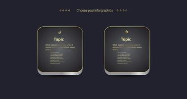 Two Luxury premium rectangle buttons of Infographic design and template in Three options vector, illustration design vector