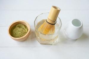 Bamboo Whisk Was Soaked With Hot Water Before Making Green Tea photo