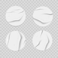 realistic white glued stickers crumpled paper patches mockup blank labels realistic 3d vector set isolated