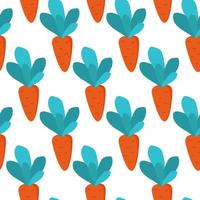 Fresh vegetable seamless pattern with carrots. Flat isolated vector fabric print template. Healthy eating diet backdrop.