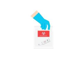 antigen test kit bio hazardous waste in zipper bag for disposal vector on white background