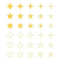 Big vector set of different gold star icons