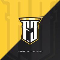 Initial FJ with pillar, vector initial letter monogram esport, and gaming logo template