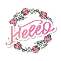Hello in hand drawn style. Hello world. Lettering design concept. White background. Hand lettering typography. New year party. Hello quote message bubble. Hello symbol. vector