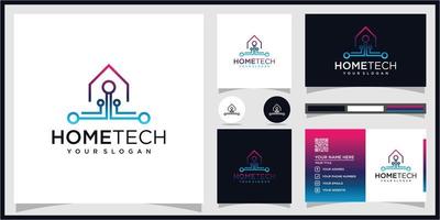 home tech logo with line art style vector