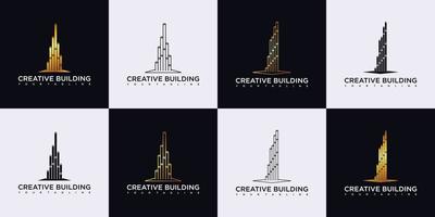 establezca la inspiración del logotipo de construcción minimalista con el arte de línea conceptual. vector