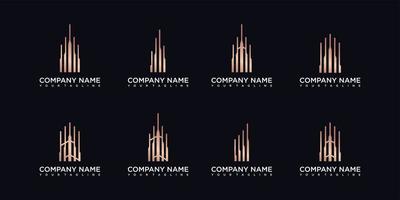 set minimalist building logo inspiration with concept line art. vector