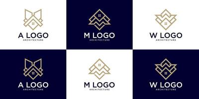 set of initial logo for building architecture, logo reference for business vector