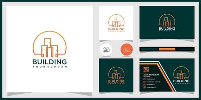 logotipo inmobiliario de edificios creativos y referencia de tarjeta de visita vector