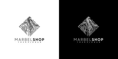 tienda de mármol, inspiración de logotipo con arte lineal para tiendas y negocios vector