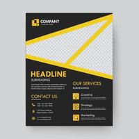 Business flyer template design in dark grey colour Premium Vector