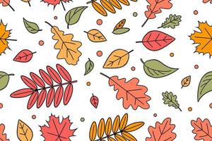 Seamless pattern with autumn falling leaves on white background. Autumn textiles, printing, banner vector
