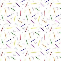 Funny seamless pattern of colored Pencils and creative elements on white background. Abstract pattern with Pencils. Back to school background vector