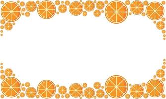 Fruit frame made of citrus slices is horizontal with copy space. Juicy fresh oranges isolated on white background. Fruit template for your design vector