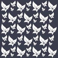 Set of leaves pattern design, leaves texture style in white color, groups of natural leaves on dark premium background, vector, illustration design vector