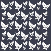 Set of leaves pattern design, leaves texture style in white color, groups of natural leaves on dark premium background, vector, illustration design vector