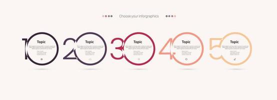 Five circle Options of infographic in red colors templates design vector