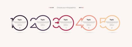 Five circle Options of infographic in red colors templates design vector