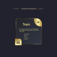 One Luxury Infographic options charts, and a Luxury buttons with with golden bannsers concept templates on dark background. vector