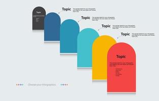 seis pasos y 5 colores de proceso infográfico o panel de opciones de círculos marrones y amarillos sobre fondo blanco y plantilla infográfica con seis opciones o pasos vectoriales, ilustración vector