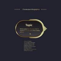 A Luxury Infographic chart template and golden buttons steps for vector option style