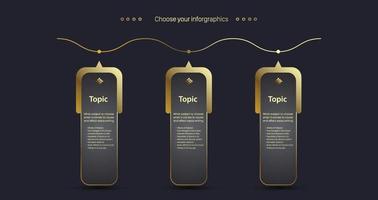 Premium chart design in three options with Modern step templates, and used for work flow layout, diagram, number options, web design, infographics. vector and illustration