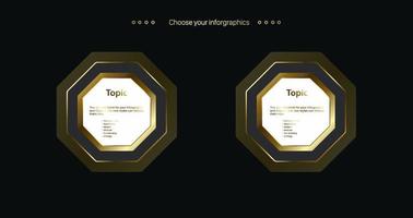 plantilla de diseño infográfico multipropósito dorado de lujo con dos opciones vector