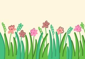 Abstract horizontal modern background with a field of grass and flowers vector