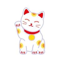 Maneki Neko Japanese cat. Symbol of good luck, fortune and prosperity. Doodle style vector illustration