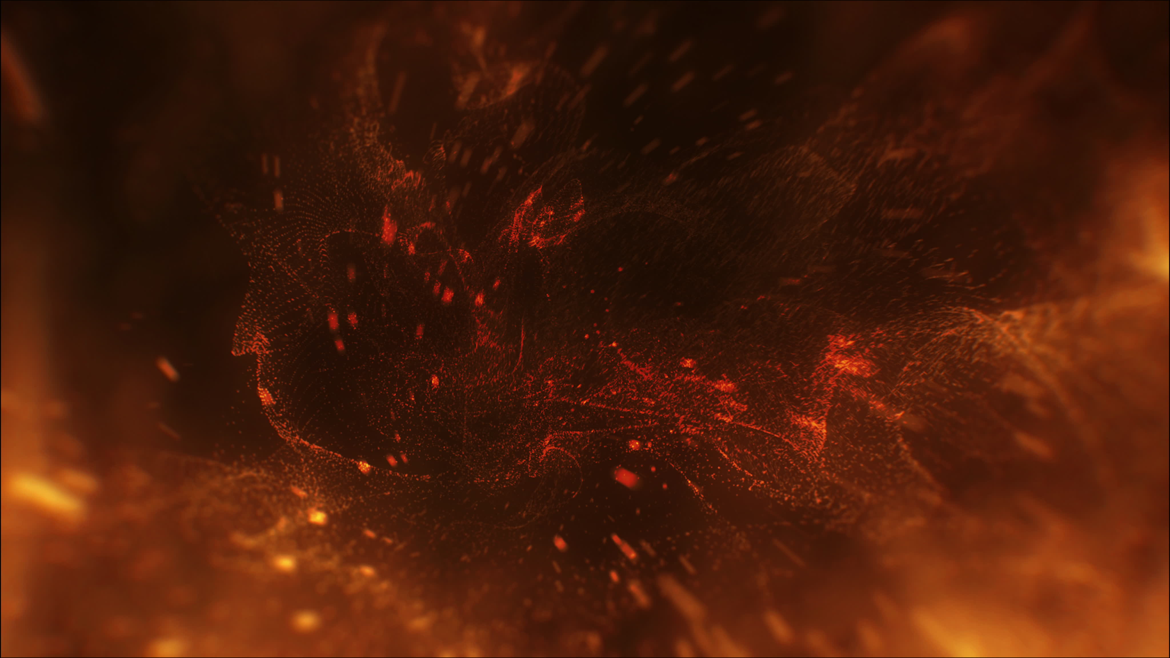 floating blurry dust particles glittering orange turquoise abstract