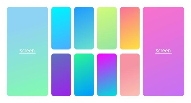 Pastel gradient smooth and soft vibrant color background set.