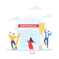 User manual guide book flat style design vector illustration.