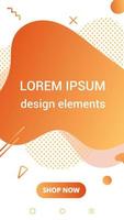 Modern vertical mobile liquid abstract shape gradient memphis style design fluid vector colorful illustration banner simple graphics for app, presentation, sale, brochure isolated on white background.