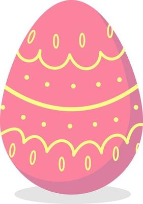 Cute pink Easter egg. Vector illustration of Easter decorative eggs for the spring Christian holiday. Traditional Easter decoration.